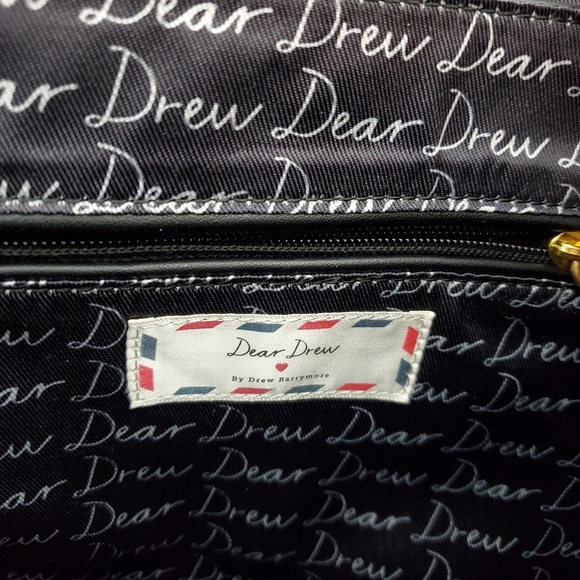 Dear Drew by Drew Barrymore Leather Envelope Satchel Black Gold - Picture 3 of 16